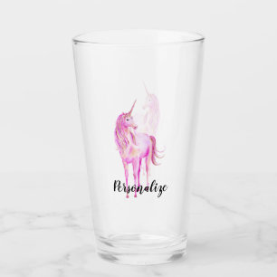 Girly Pink Gold Unicorn Personalisiert Glas