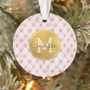 Girly Pink Gold Wasserfarbe Konfetti Monogramm Ornament