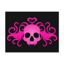 Girly pink goth zähe Vampir-Schädel auf schwarz