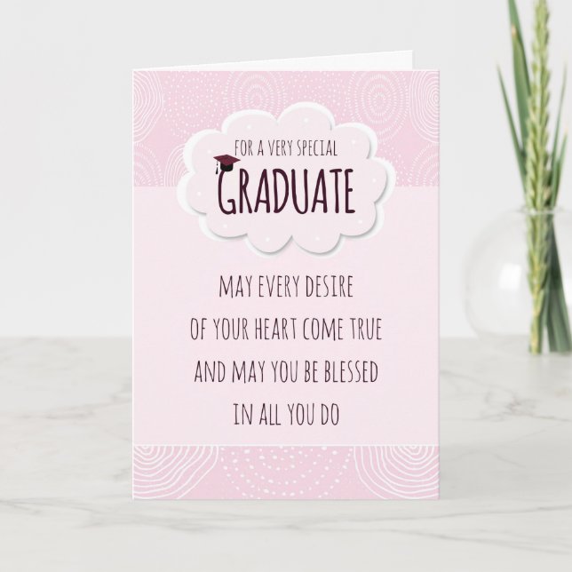 Girly Pink Grad Graduation Congratulations Karte (Vorderseite)