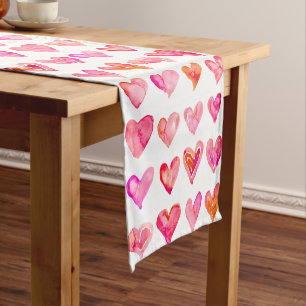 Girly Pink Hearts Custom 14" X 72" Table Runner Kurzer Tischläufer