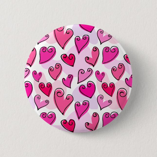 Girly Pink Hearts Niedlich Romantischer Valentinst Button (Vorderseite)