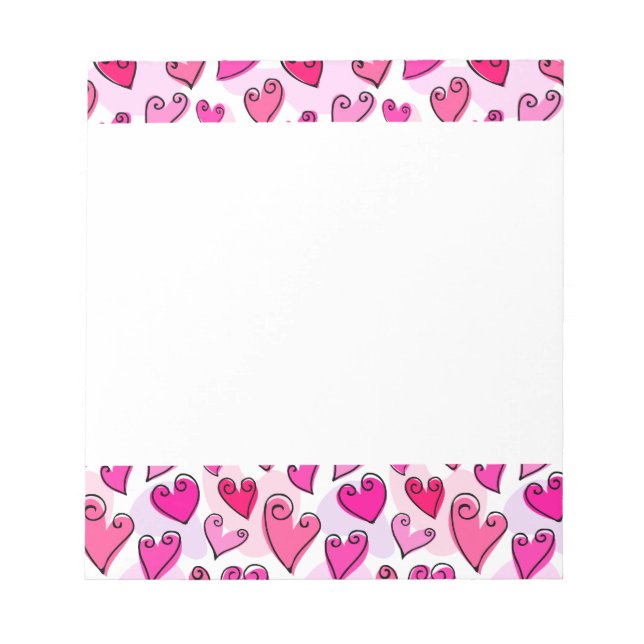 Girly Pink Hearts Niedlich Romantischer Valentinst Notizblock (Vorderseite)