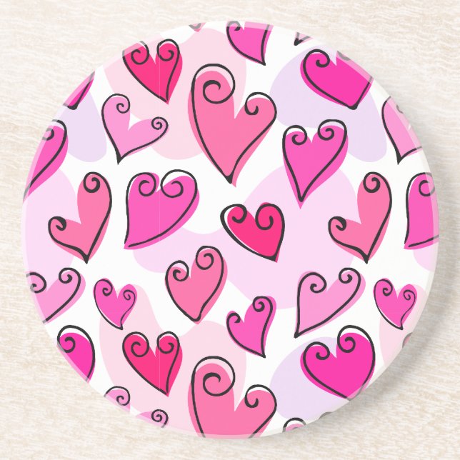Girly Pink Hearts Niedlich Romantischer Valentinst Untersetzer (Vorne)
