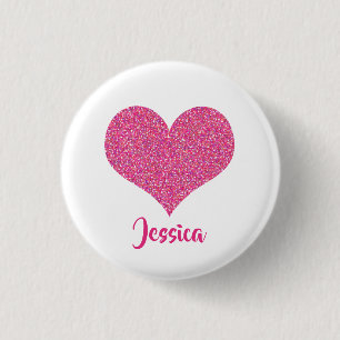 Girly Pink Herzname Personalisiert Button