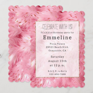 Girly Pink Imitate Fur Einladung