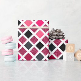 Girly Pink Imitats Glitzer Geometrisches Muster Geschenkpapier