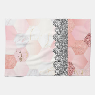 Girly Pink Interior Design Zuhause Glitzer Marble Geschirrtuch