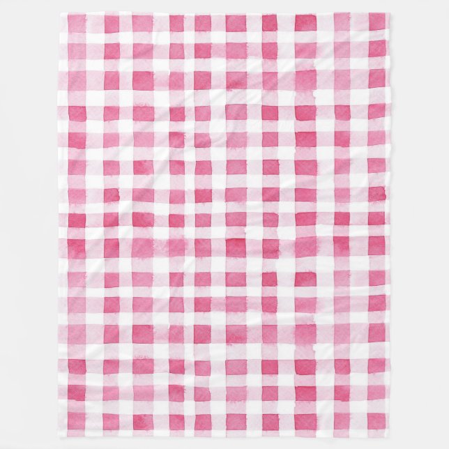 Girly Pink Kariert Stripes Weihnachten Fleecedecke (Vorderseite)