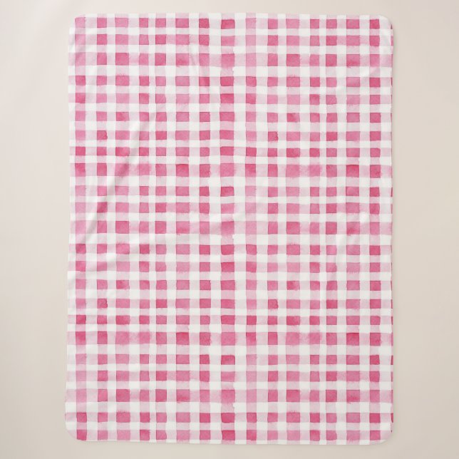 Girly Pink Kariert Stripes Weihnachten Sherpadecke (Vorderseite)