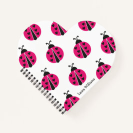 Girly Pink Ladybug Personalisiert Notizbuch