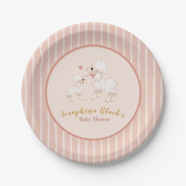 Girly Pink Lamb Baby Dusche Pappteller