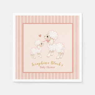 Girly Pink Lamb Baby Dusche Serviette