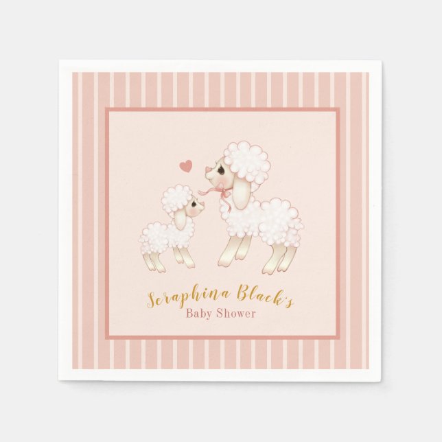 Girly Pink Lamb Baby Dusche Serviette (Vorderseite)