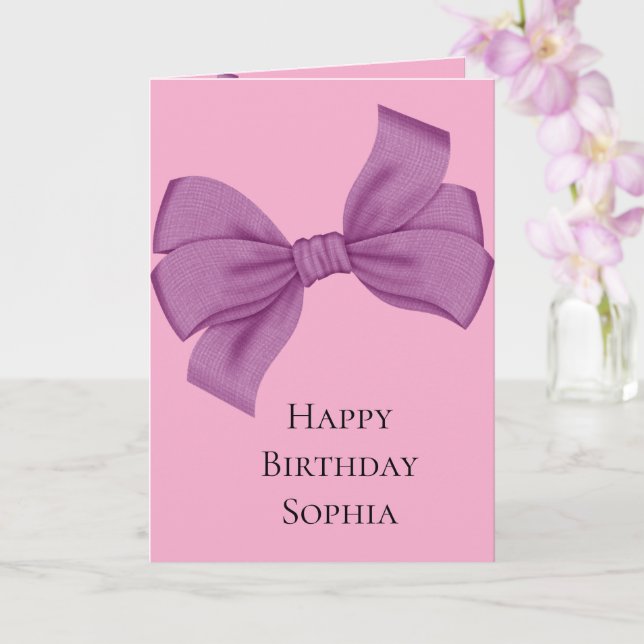 Girly Pink Lila Bow Geburtstag Karte (Orchidee)