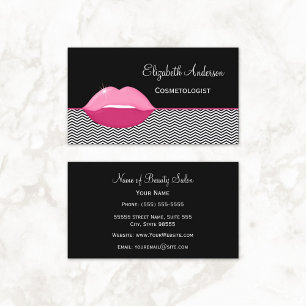 Girly Pink Lips Zickzack Kosmetologin Visitenkarte