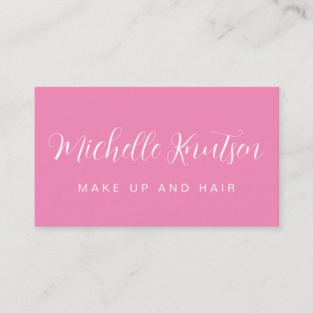 Girly Pink Makeup Artist Friseur Salon Visitenkarte (Vorderseite)