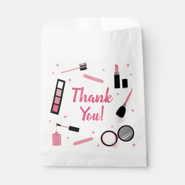Girly Pink Makeup Glamour Birthday Favor Bags Geschenktütchen (Vorderseite)