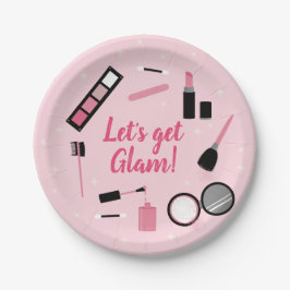 Girly Pink Makeup Glamour Geburtstag Pappteller