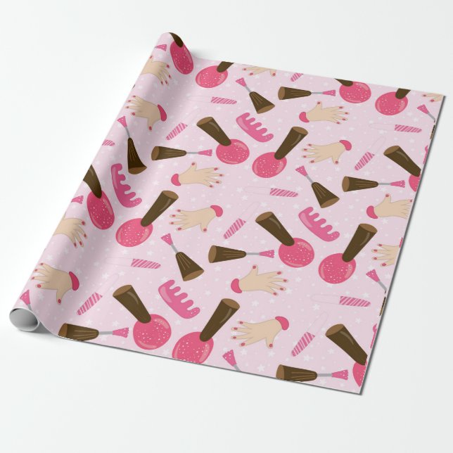 Girly Pink Manicurist Nail Polnisches Hübsches Mus Geschenkpapier (Ungerollt)