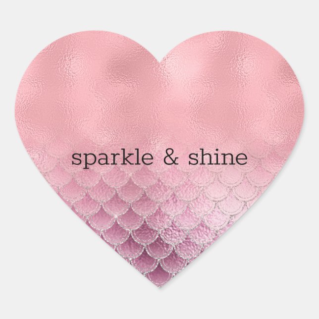Girly Pink Mermaid Herz-Aufkleber (Vorderseite)