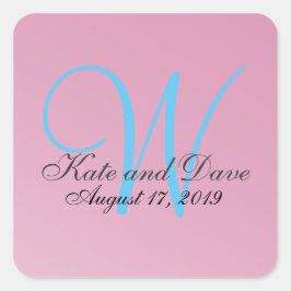 Girly Pink Modern 3d Monogram Quadratischer Aufkleber