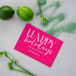 Girly Pink Modern Geometric Christmas Feiertagskarte