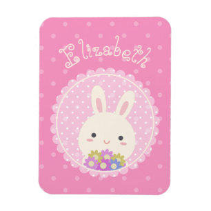 Girly Pink Niedlich Kawaii Blume Individuelle Name Magnet