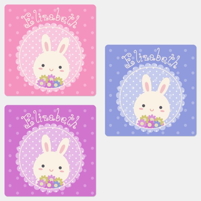 Girly Pink Niedlich Kawaii Sonnen & Blume Individu Etiketten (Gruppe)