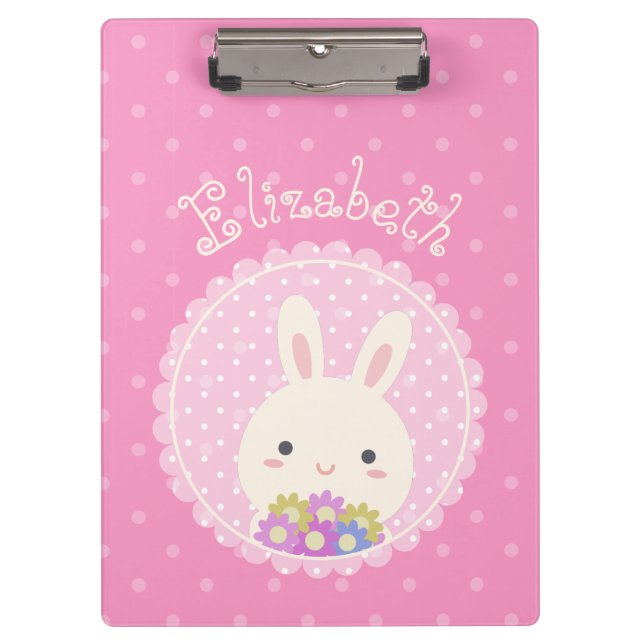 Girly Pink Niedlich Kawaii Sonnen & Blume Individu Klemmbrett (Vorderseite)