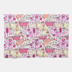Girly Pink Pattern Geschirrtuch