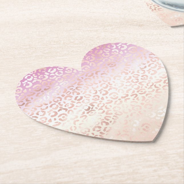 Girly Pink Peach Glam Leopard Print Ombre Gefärbte Untersetzer (angewinkelt)