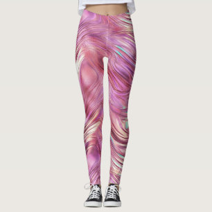 Girly Pink Pearl Rose Leggings