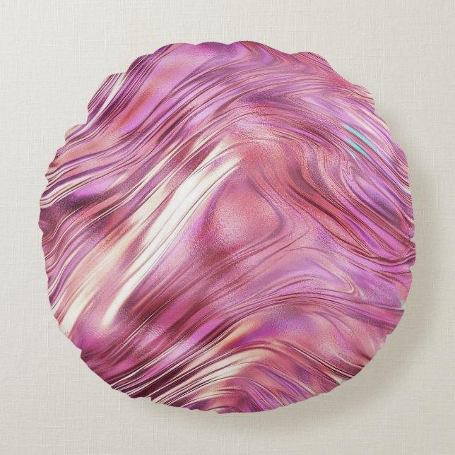 Girly Pink Pearl Rose Rundes Kissen (Vorderseite)