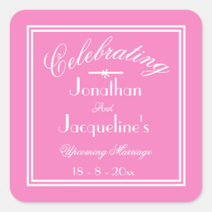 Girly Pink Personalisiert Wedding Umschlag Aufkleb Quadratischer Aufkleber
