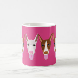 Girly Pink Podenco Cartoon Faces Kaffeetasse