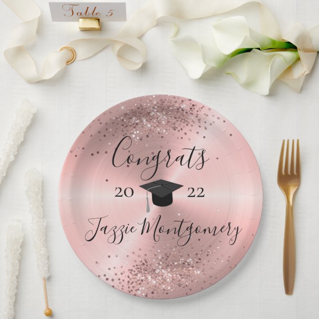 Girly Pink Polished Sheen Glittery Pappteller (Hochzeit)