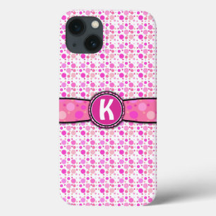Girly Pink Polka Dot Monogram Muster title_seo2