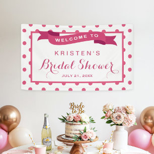 Girly Pink Polka Dots Ribbon Brautparty Banner