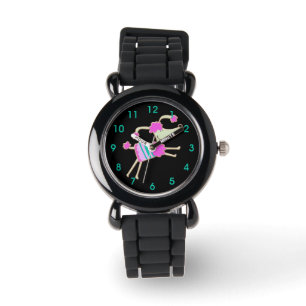 Girly Pink Poodle Kids Armbanduhr