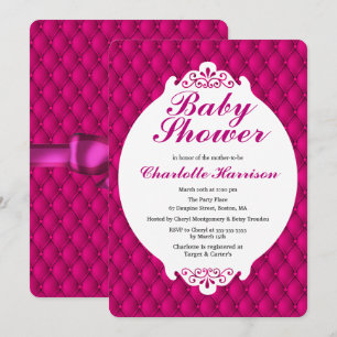 Girly Pink Princess & Pink Ribbon Babydusche Einladung