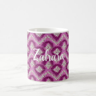 Girly Pink Purple White Perlen Zickzack Kaffeetasse