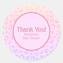 Girly Pink Rainbow Leopard Print Danke Classic Runder Aufkleber