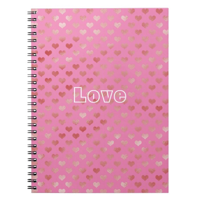 Girly Pink Red Hearts Ombre Notizblock (Vorderseite)