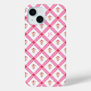 Girly Pink & Red Muster mit Initialen Case-Mate iPhone Hülle