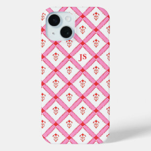 Girly Pink & Red Muster mit Initialen Case-Mate iPhone Hülle