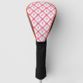 Girly Pink & Red Muster mit Initialen Golf Headcover