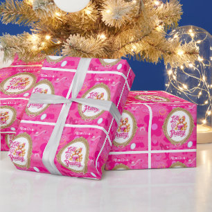 Girly Pink Retro Puppe Lass uns Geburtstag Party g Geschenkpapier