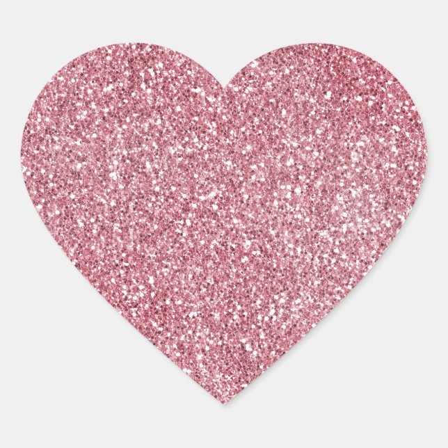 Girly Pink Rose Glitzer Herz-Aufkleber (Vorderseite)