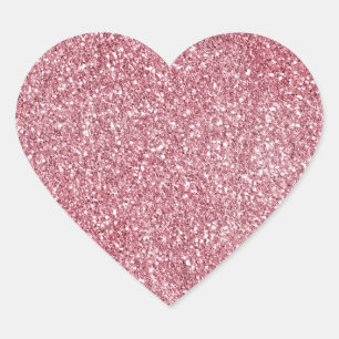 Girly Pink Rose Glitzer Herz-Aufkleber